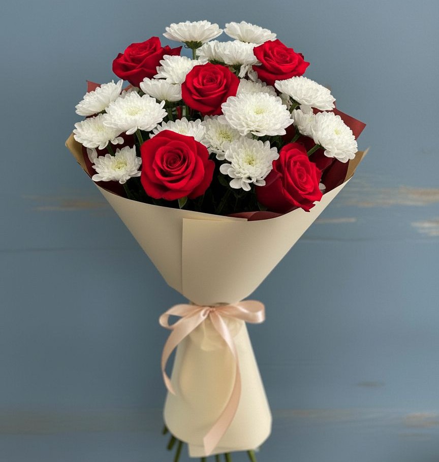 Букет цветов из: Розы и Хризантемы в Передовой