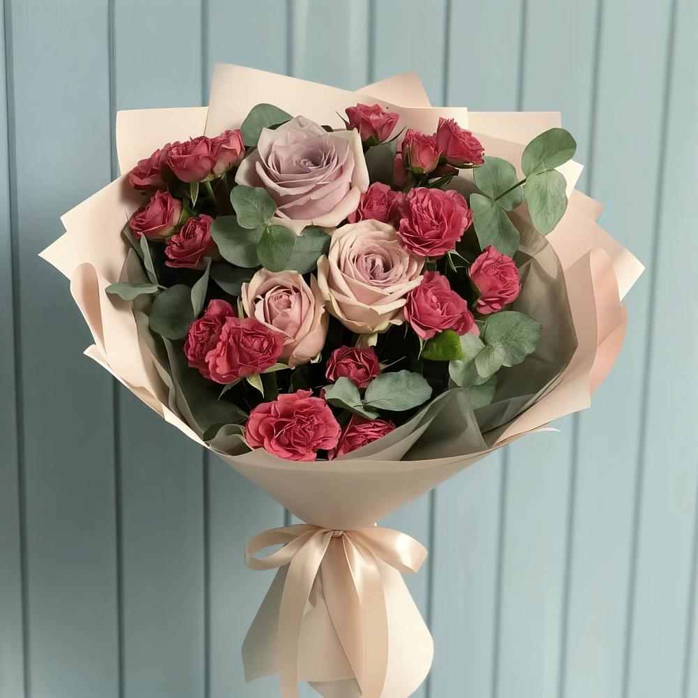 Букет цветов из: Гвоздики и Розы в Передовой