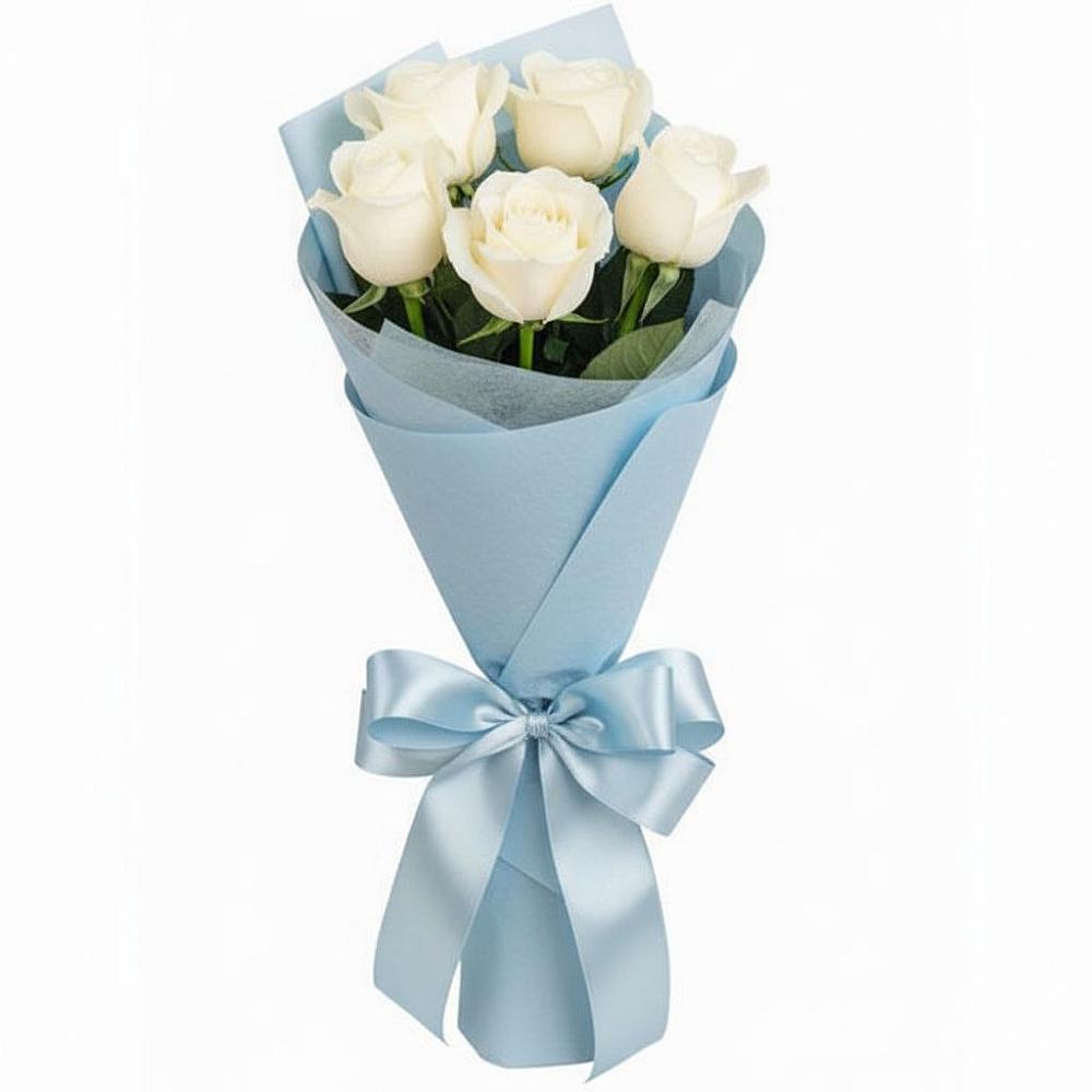Букет 5 Белых роз Проуд в Передовой