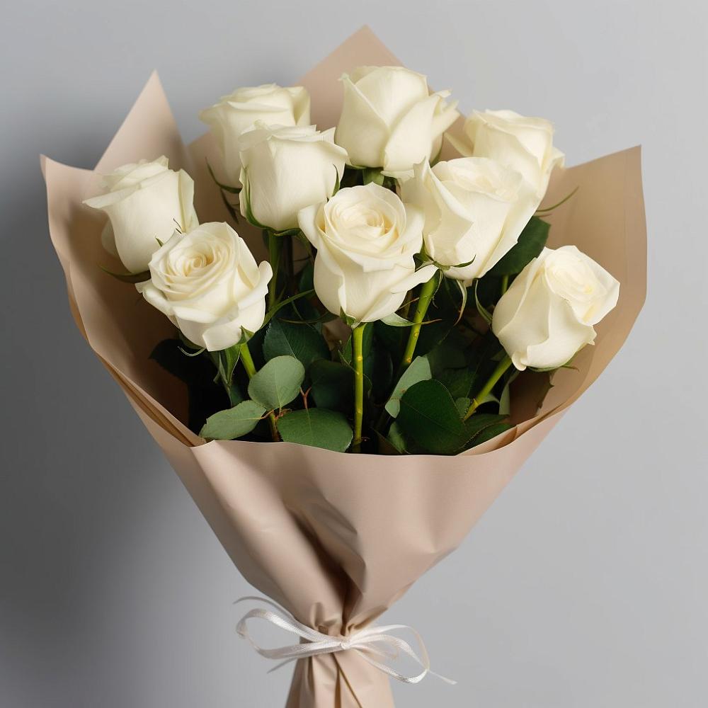 Букет 9 Белых роз Эдлесс Лав в Передовой