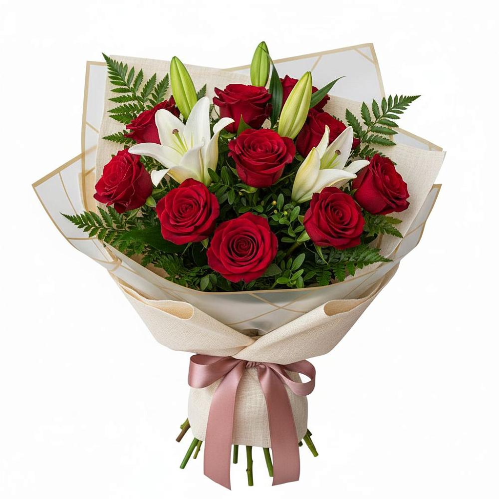 Букет цветов из: Лилии и Розы в Передовой