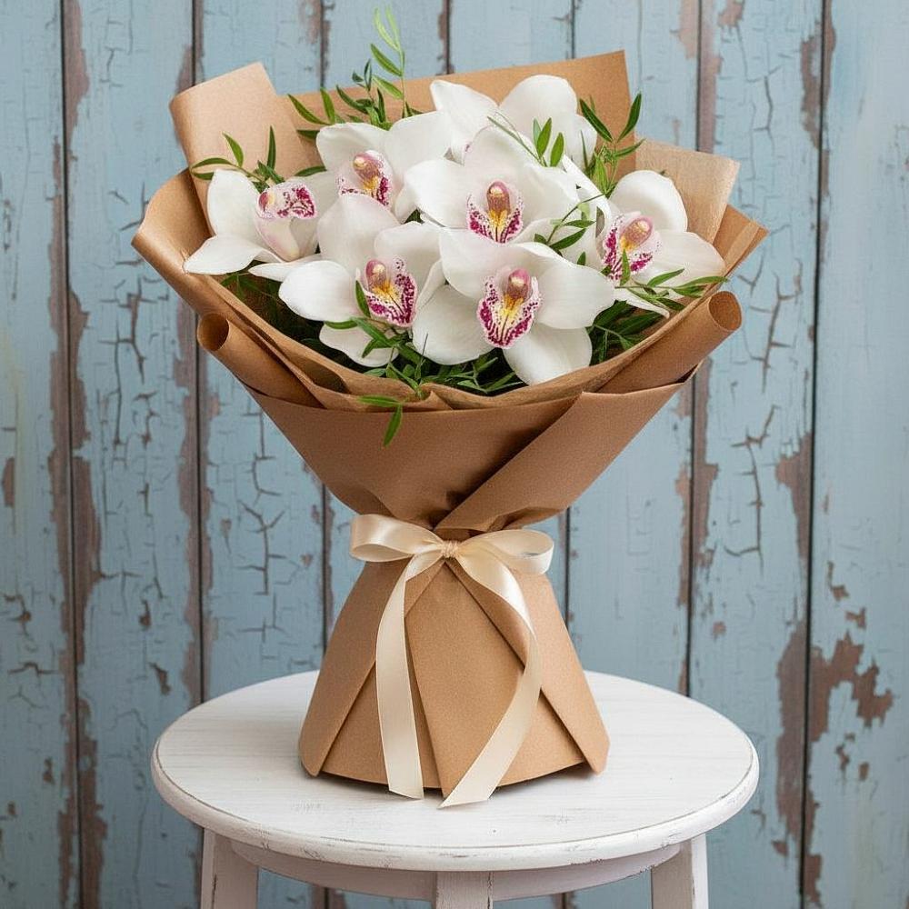 Букет цветов из: Орхидеи и Розы в Передовой