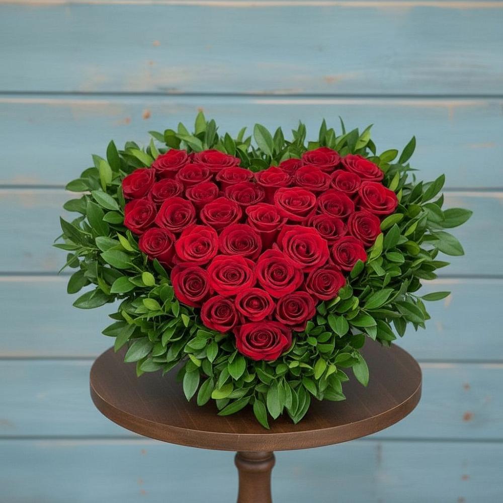 Цветочная композиция из Розы в виде сердца в Передовой