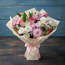 Букет цветов из:  Хризантемы, Альстромерии и Розы в Передовой