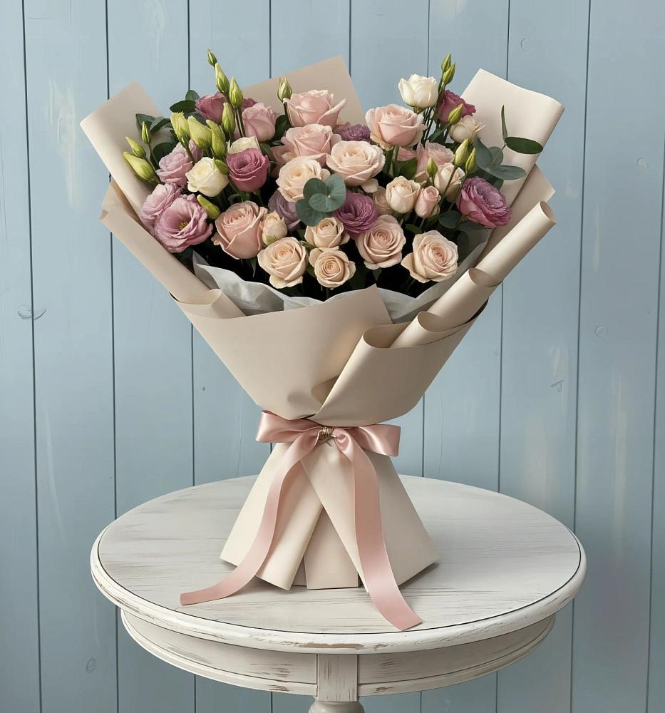 Букет цветов из: Розы и Лизиантусы в Передовой