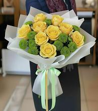 Букет цветов из:  Хризантемы и Розы #REPLACE_PRED# Передовой