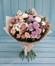 Букет цветов из:  Хризантемы, Розы и Альстромерии в Передовой