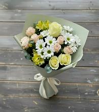 Букет цветов из:  Альстромерии, Розы и Хризантемы в Передовой