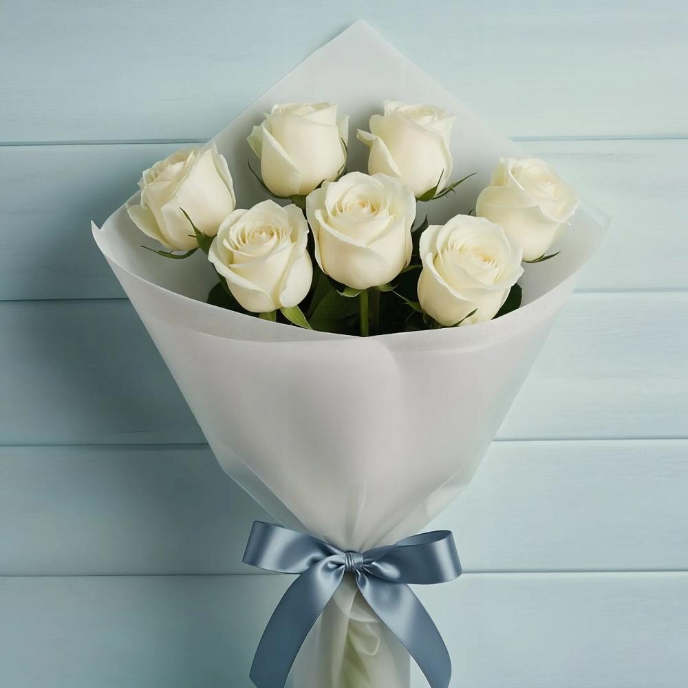 Букет 7 Белых роз Эдлесс Лав в Передовой
