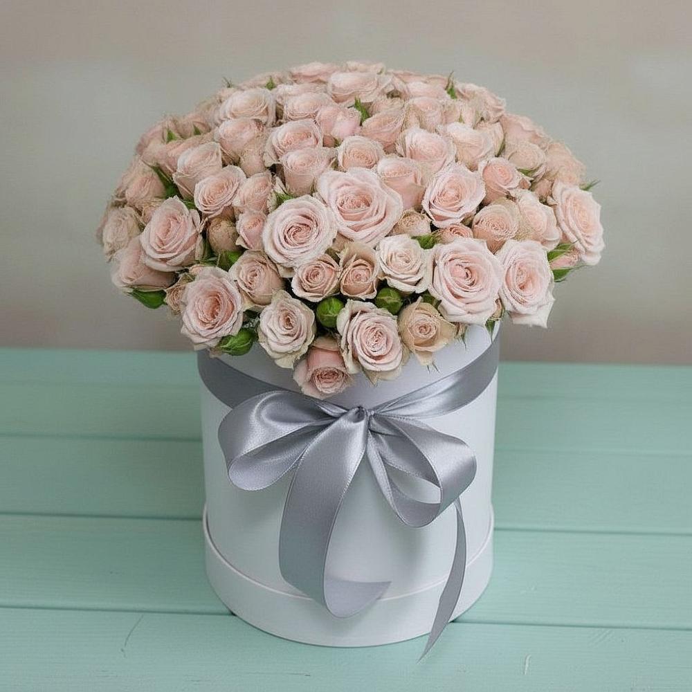 Цветочная композиция из Розы в шляпной коробке в Передовой